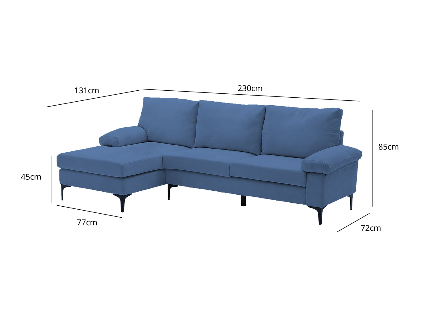 Adriana Sectional Sofa Linen Blue