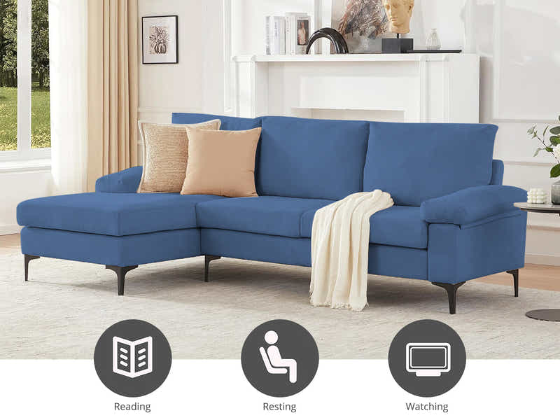 Adriana Linen Sectional Sofa - Blue