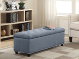 Toby Linen Ottoman Bench with Storage - Grey