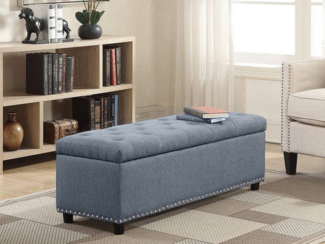 Toby Linen Ottoman Bench with Storage - Grey