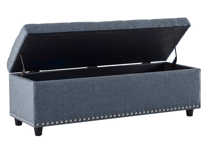 Toby Linen Ottoman Bench with Storage - Grey