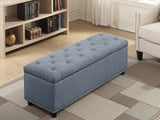 Toby Linen Ottoman Bench with Storage - Grey