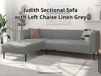 DS Judith Sectional Sofa with Left Chaise Linen Grey