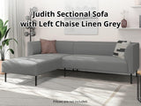 DS Judith Sectional Sofa with Left Chaise Linen Grey