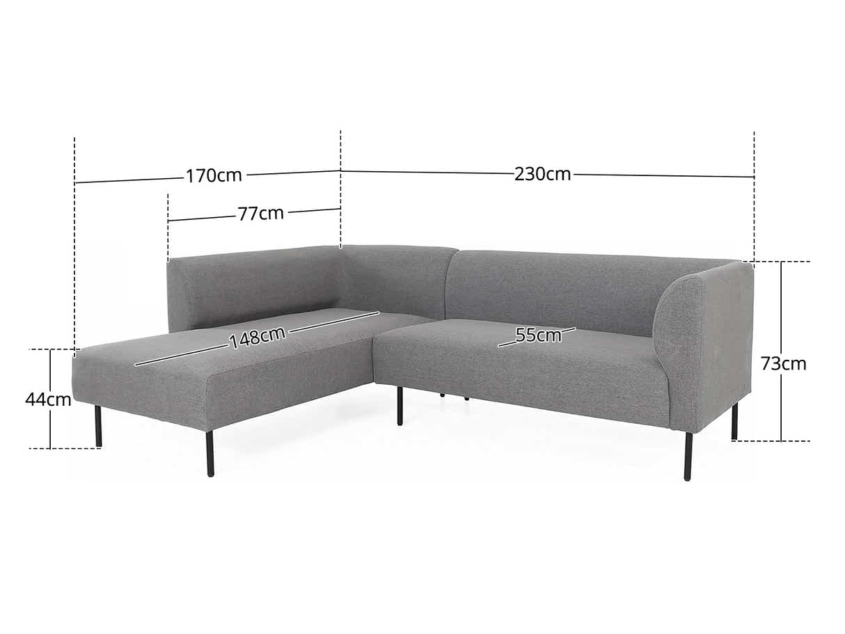 Judith Sectional Sofa with Left Chaise Linen Grey