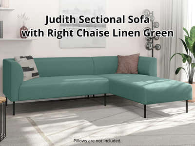 DS Judith Sectional Sofa with Right Chaise Linen Green