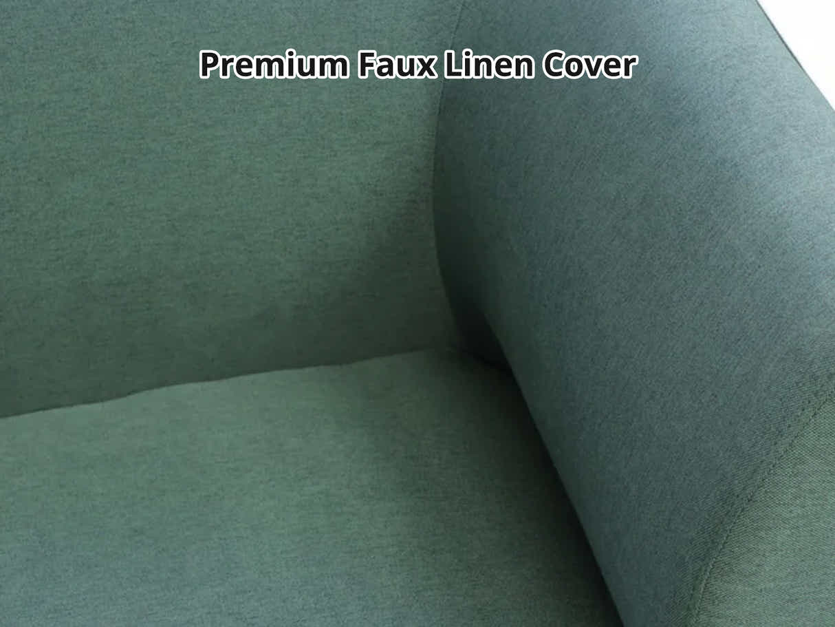 Judith Sectional Sofa with Right Chaise Linen Green