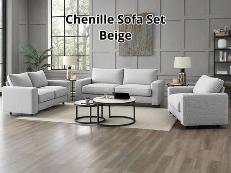 Chenille Sofa Set Beige
