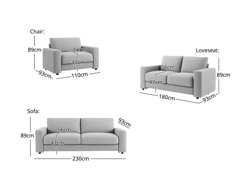 Chenille 3-Piece Sofa Set - Beige