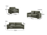 Chenille 3-Piece Sofa Set - Green