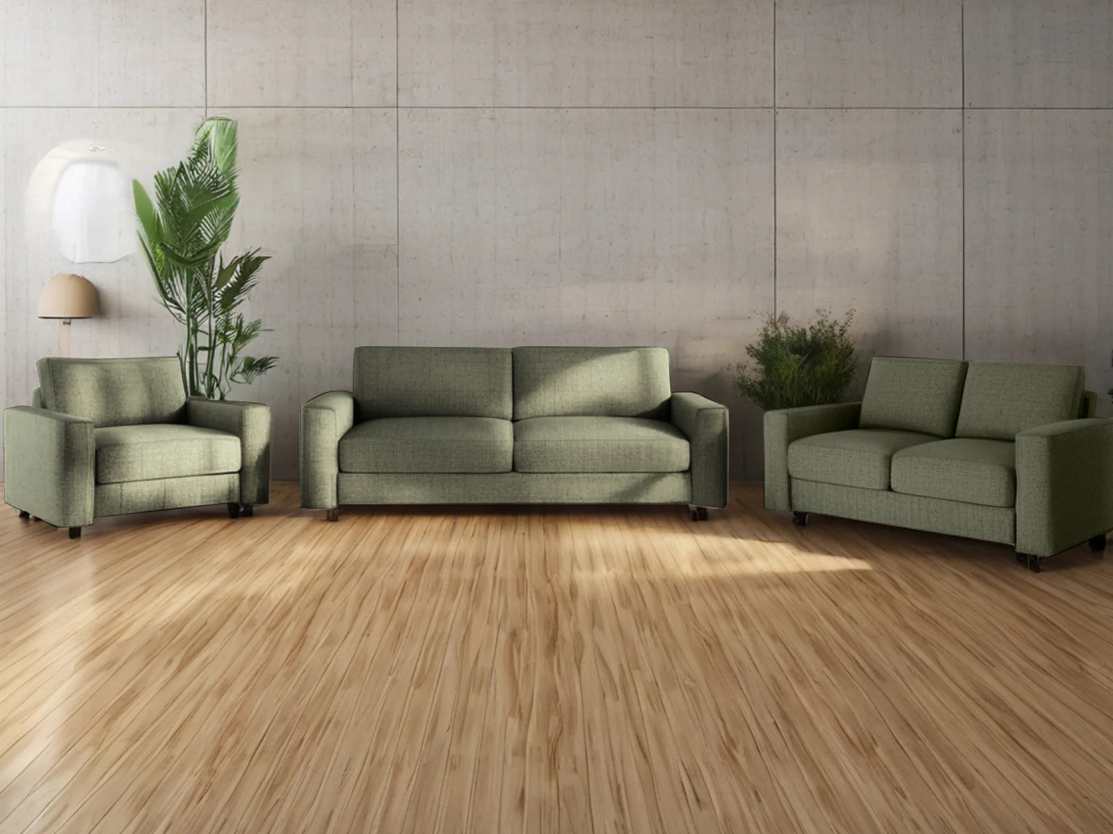 Chenille 3-Piece Sofa Set - Green