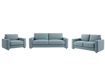 Chenille 3-Piece Sofa Set - Grey Blue