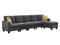 Paxton Modular Chenille 5-Seater + Ottoman Sofa Set - Dark Grey