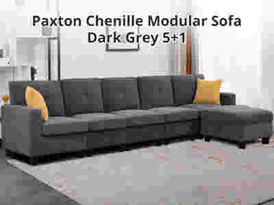 Paxton Chenille Modular Sofa Dark Grey 5+1