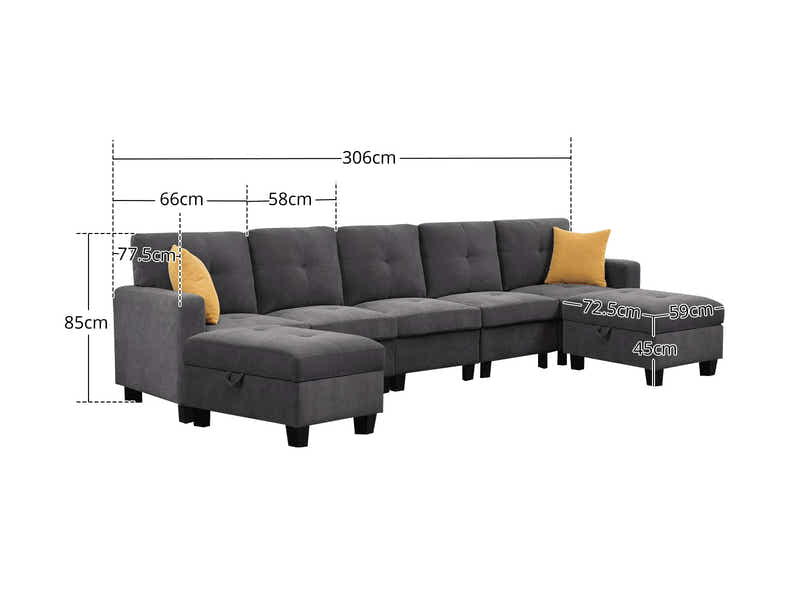 Paxton Chenille Modular Sofa Dark Grey 5+2