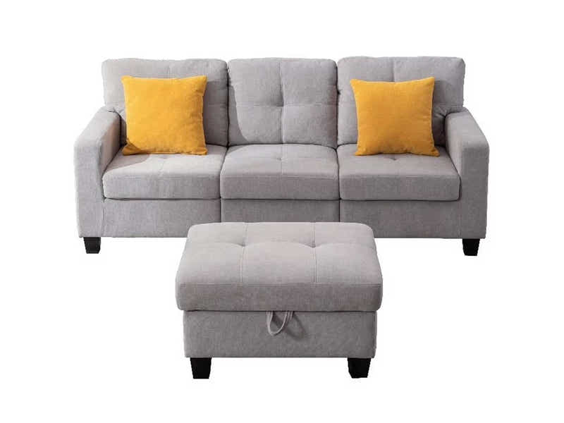 Paxton Chenille Modular Sofa Light Grey 3+1