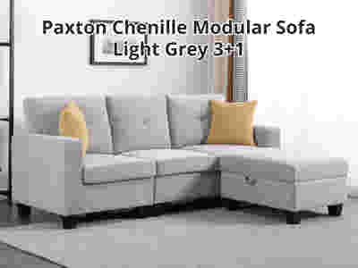 Paxton Chenille Modular Sofa Light Grey 3+1