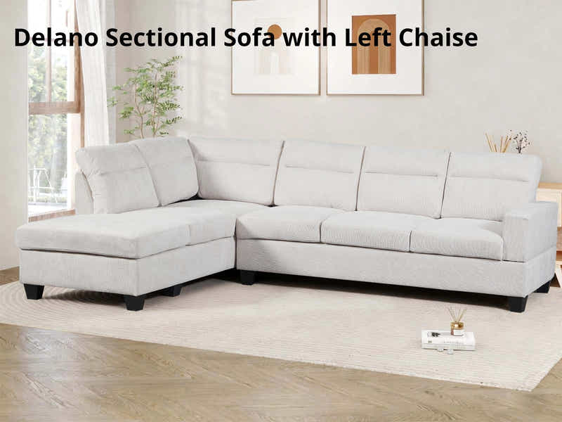 Delano Sectional Sofa with Left Chaise Linen Beige