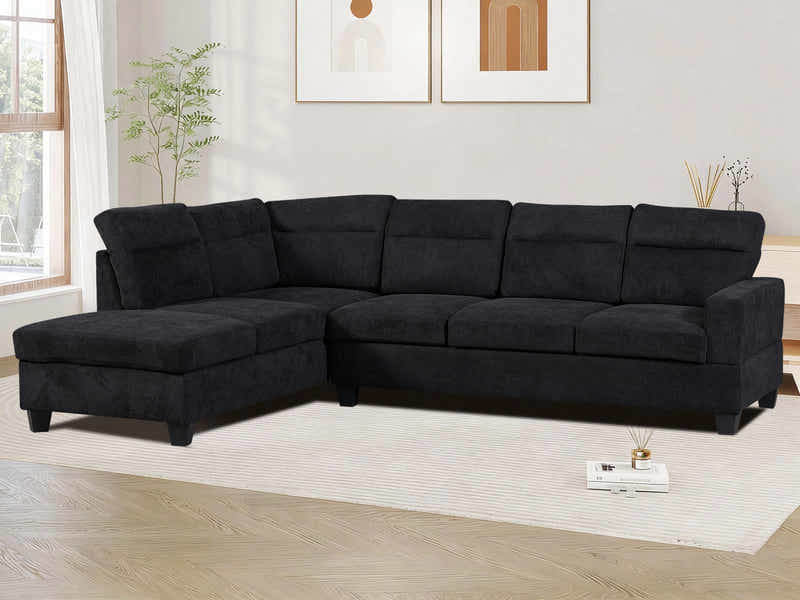 Delano Sectional Sofa with Left Chaise Linen Black
