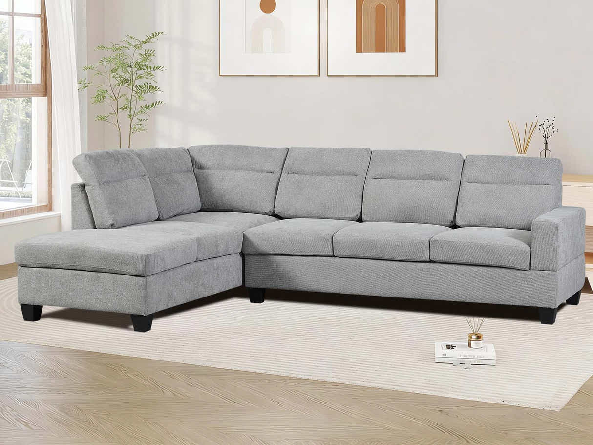 Delano Sectional Linen Sofa with Left Chaise - Grey