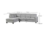 Delano Sectional Sofa with Left Chaise Linen Grey