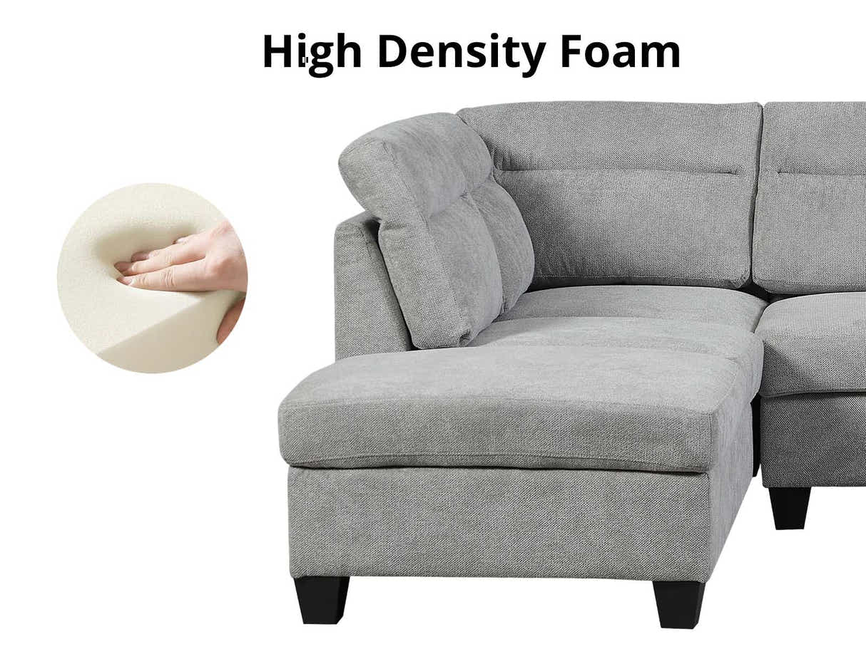 Delano Sectional Linen Sofa with Left Chaise - Grey