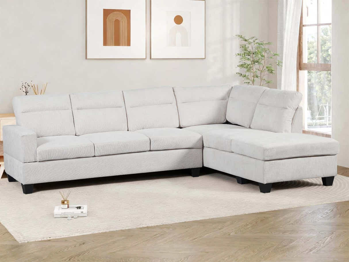 Delano Sectional Linen Sofa with Right Chaise - Beige