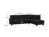 Delano Sectional Sofa with Right Chaise Linen Black