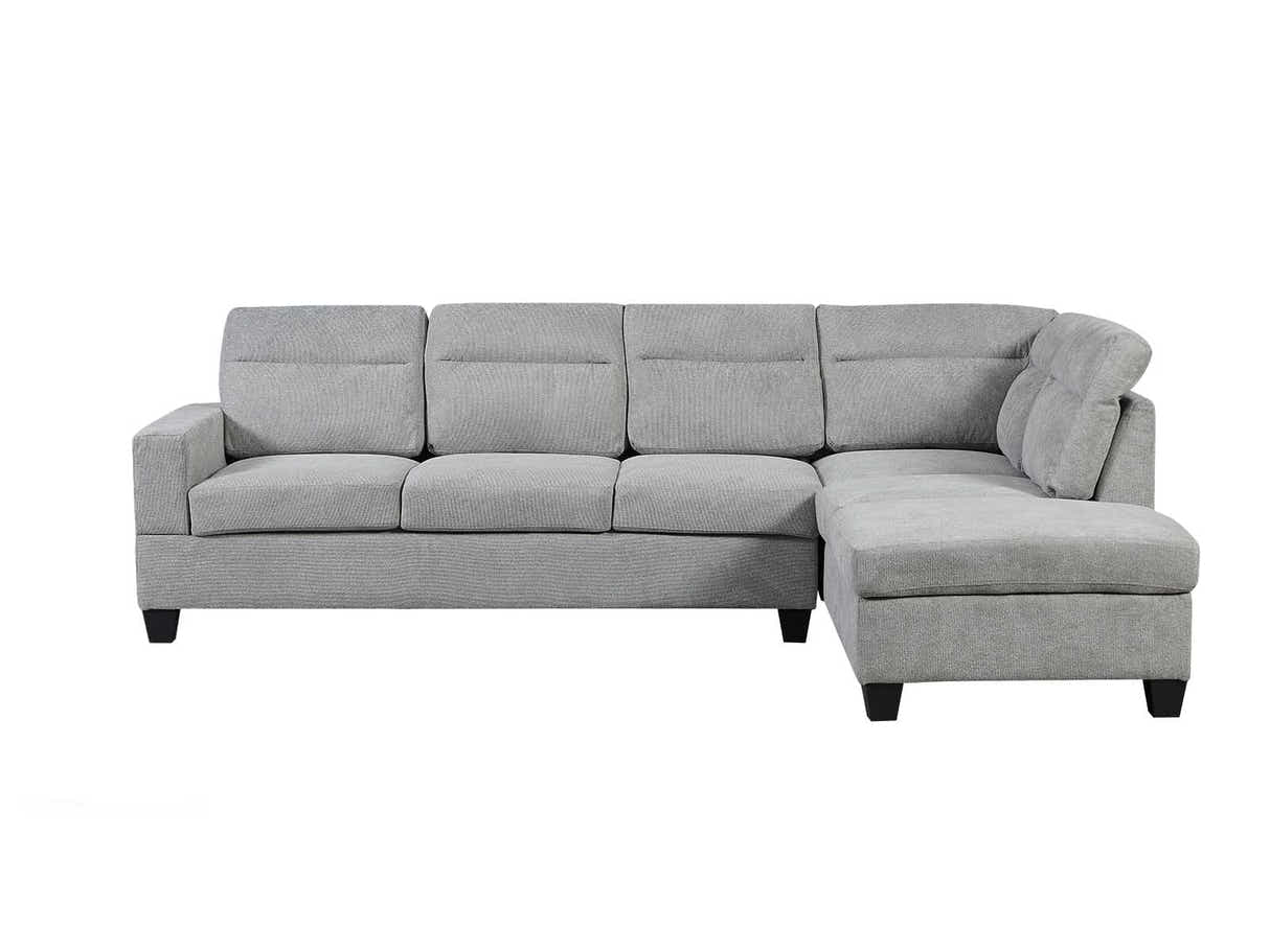 Delano Sectional Linen Sofa with Right Chaise - Grey