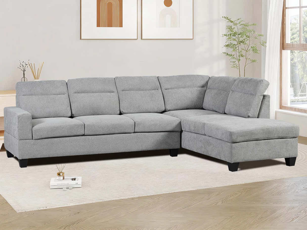 Delano Sectional Linen Sofa with Right Chaise - Grey