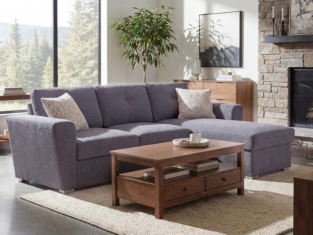 Nevia Sectional Sofa Bed Linen Dark Grey