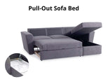 Nevia Sectional Sofa Bed Linen Dark Grey
