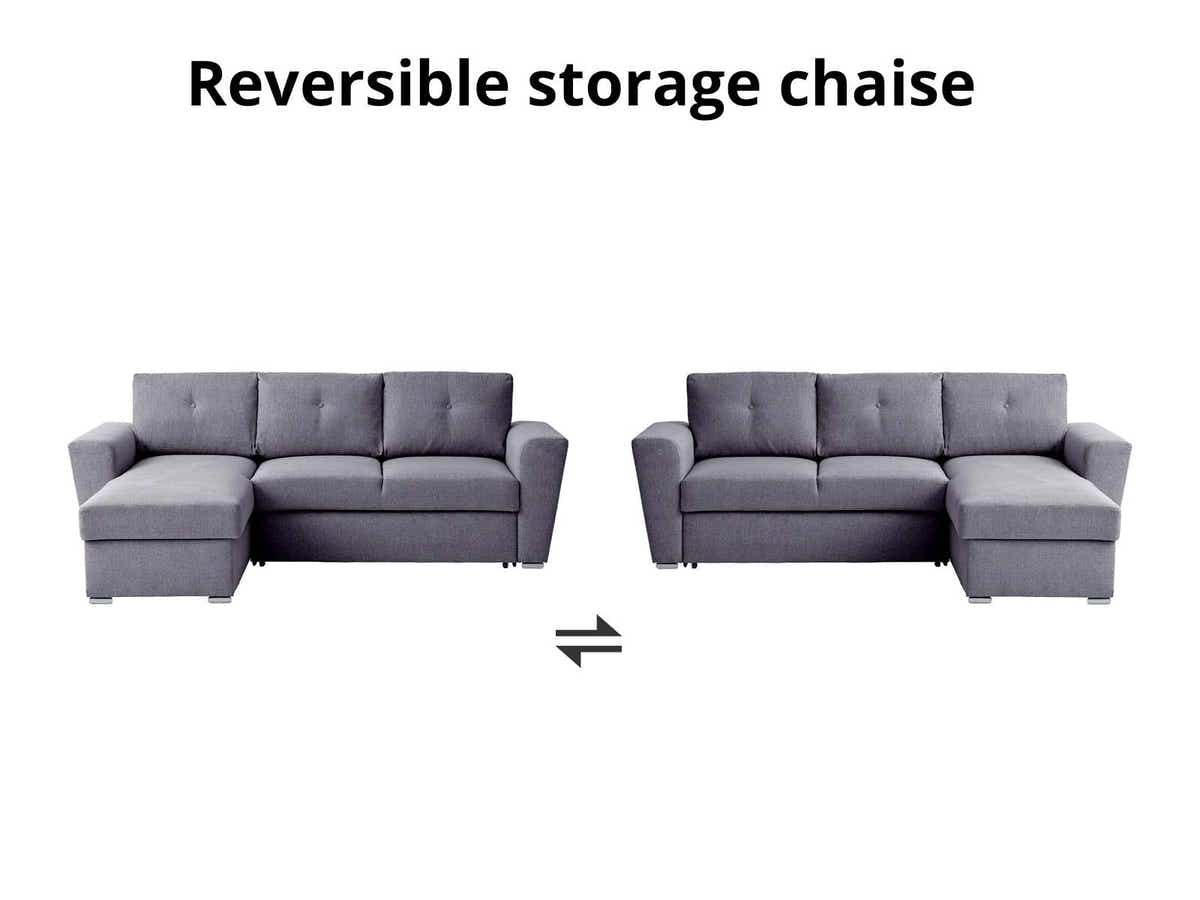 Nevia Sectional Sofa Bed Linen Dark Grey