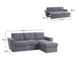 Nevia Sectional Sofa Bed Linen Dark Grey