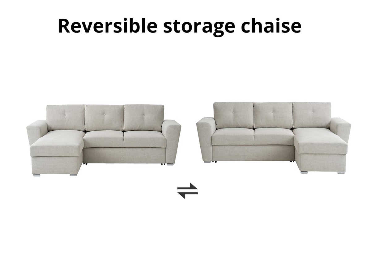 Nevia Sectional Sofa Bed Linen Light Grey
