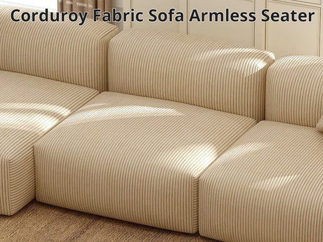 Corduroy Fabric Sofa Armless Seater