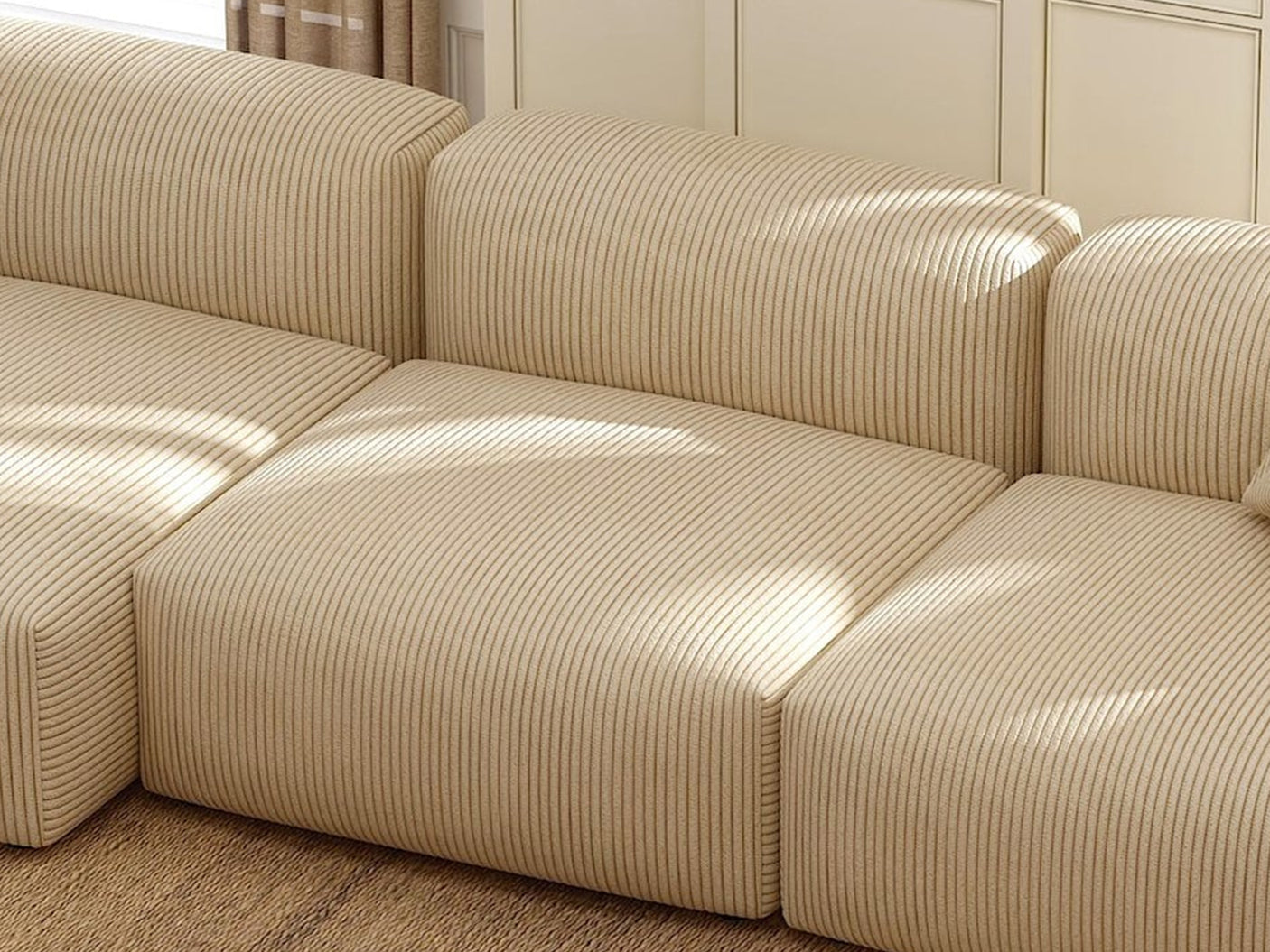 Corduroy Fabric Sofa Armless Seater