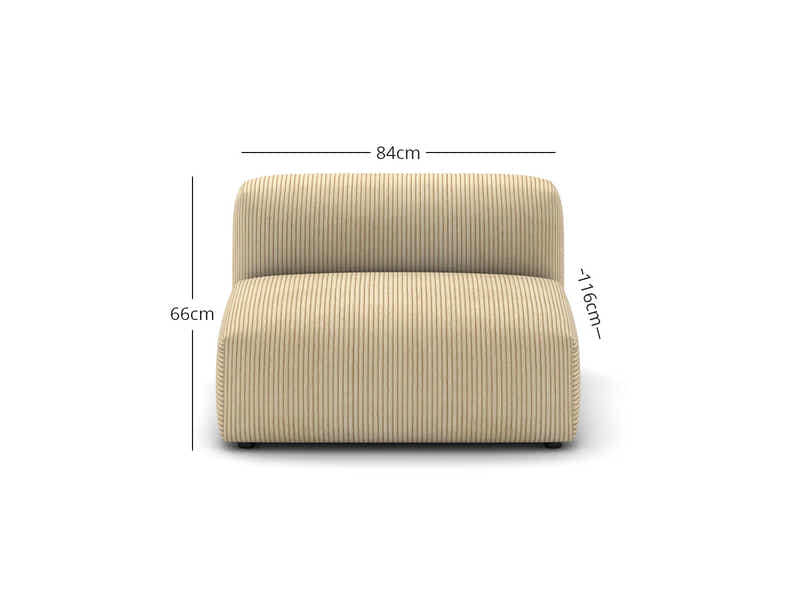 Corduroy Modular Armless Seater - Beige