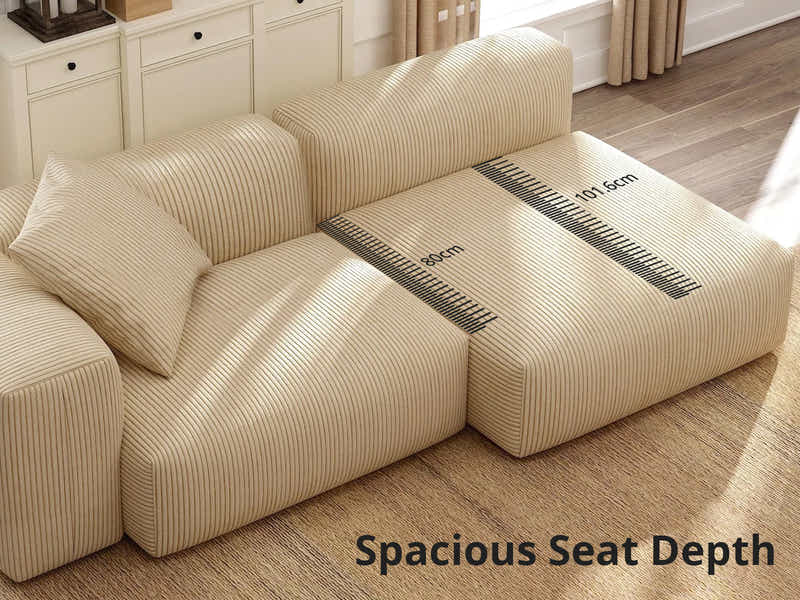 Corduroy Modular Armless Seater - Beige