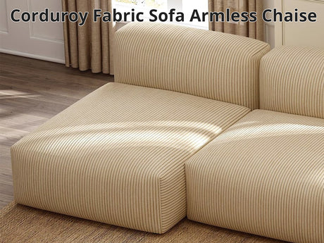Corduroy Fabric Sofa Armless Chaise
