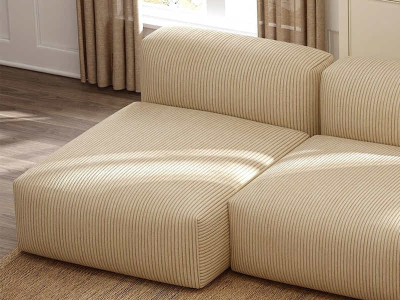 Corduroy Modular Armless Chaise - Beige