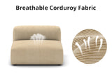 Corduroy Fabric Sofa Armless Chaise