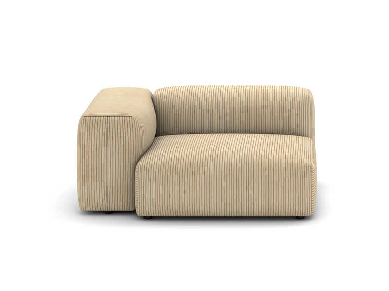 Corduroy Modular Left Armrest Seater - Beige