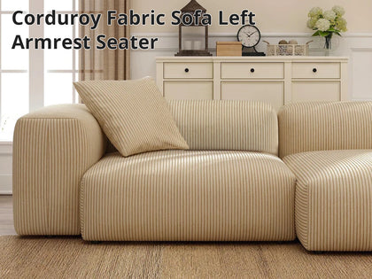 Corduroy Fabric Sofa Left Armrest Seater