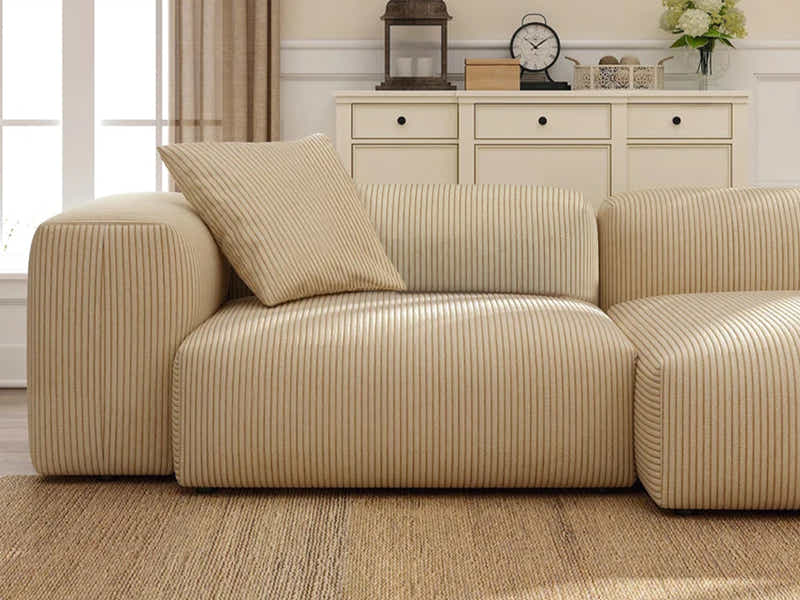 Corduroy Modular Left Armrest Seater - Beige