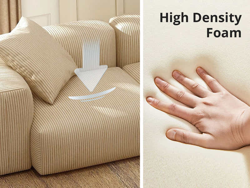 Corduroy Modular Left Armrest Seater - Beige