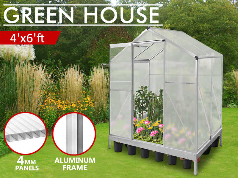 Polycarbonate Greenhouse with Base 4ft x 6ft