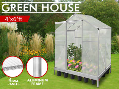 Polycarbonate Greenhouse with Base 4ft x 6ft
