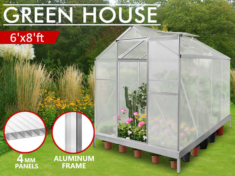Polycarbonate Greenhouse with Base 6ft x 8ft
