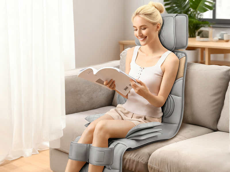 DS Novello Full Body Massage Mat with Air Press Calf Band Light Grey